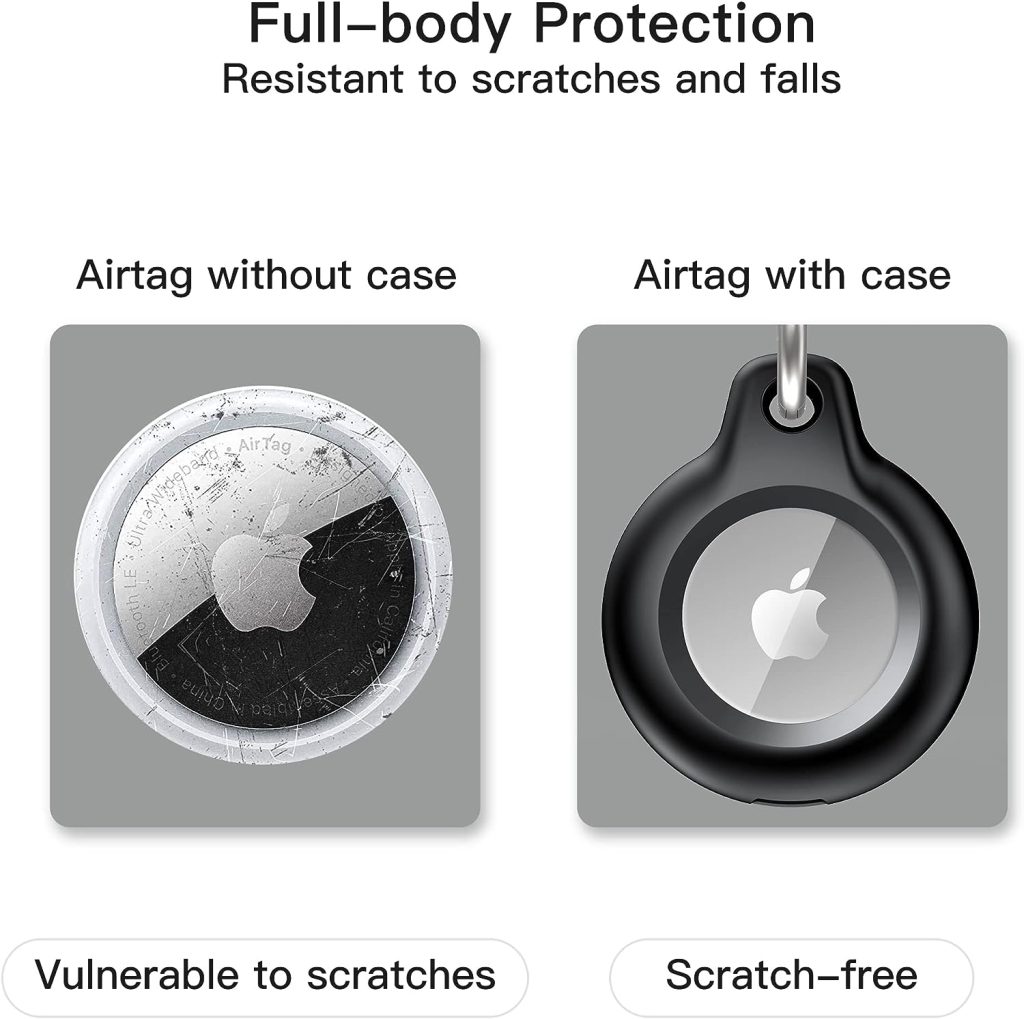 [4 Pack] Airtag Keychain for Apple Air Tag Holder IPX8 Waterproof Military-Grade Drop Shockproof Protective Cover Case Scratch Resistant for Pets, Dog, Keys, Cat, Luggage