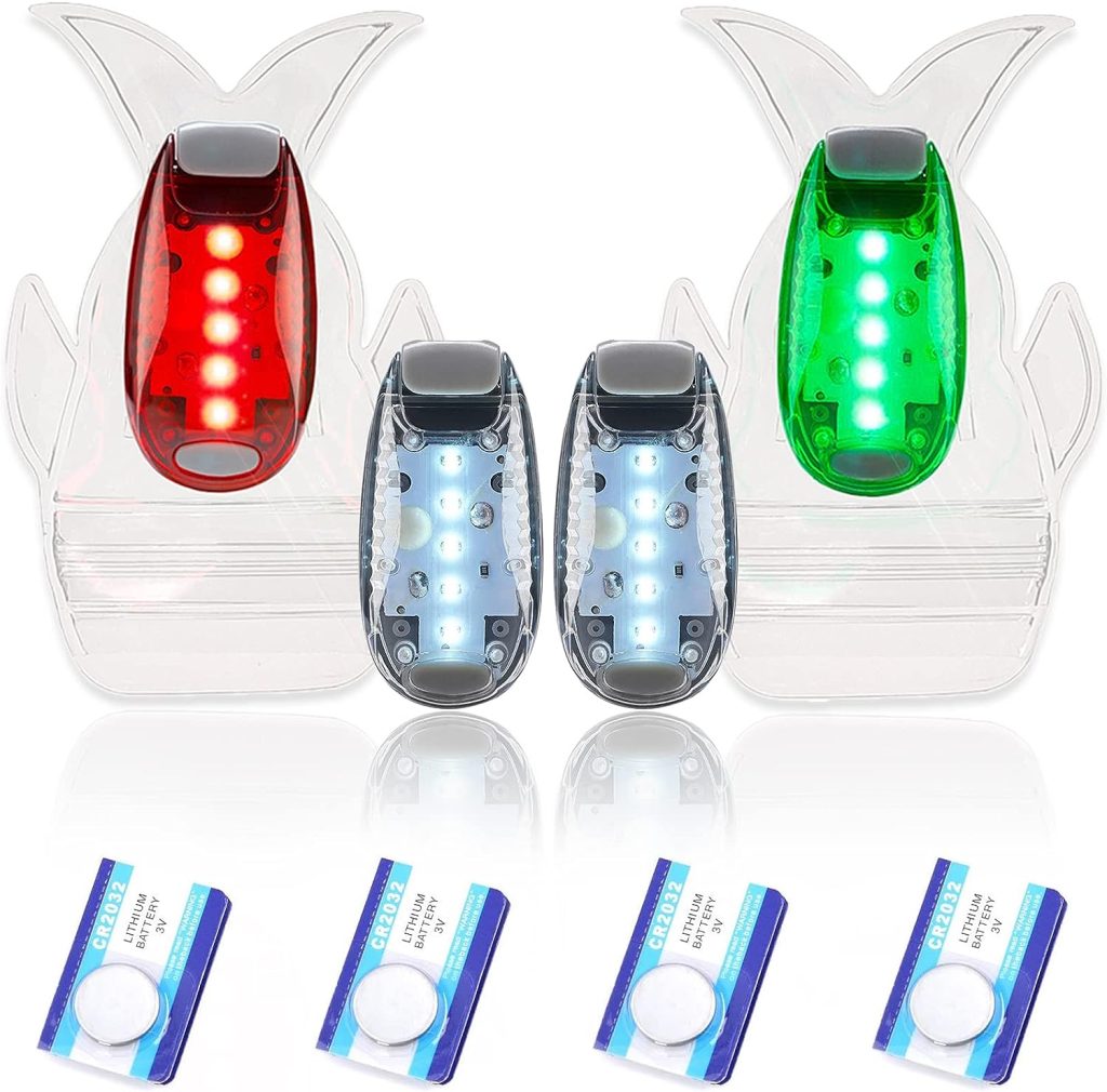 4pcs Navigation lights for boats kayak, LED Safety Light, 3 Types Flashing Mode, Easy Clip-On Kit for Boat Bow, Stern, Mast, Paddles, Pontoon, Kayaking Accessories, Yacht, Bike Tail, Red Green White…