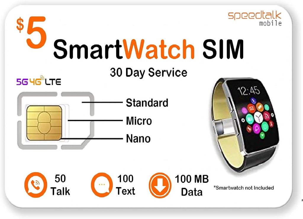 $5 Prepaid Smart Watch SIM Card for Smartwatches and Child Tracker Device - Kids Micro-Nano Tracking SIM Compatible with 5G 4G LTE Modules - 30-Day Service