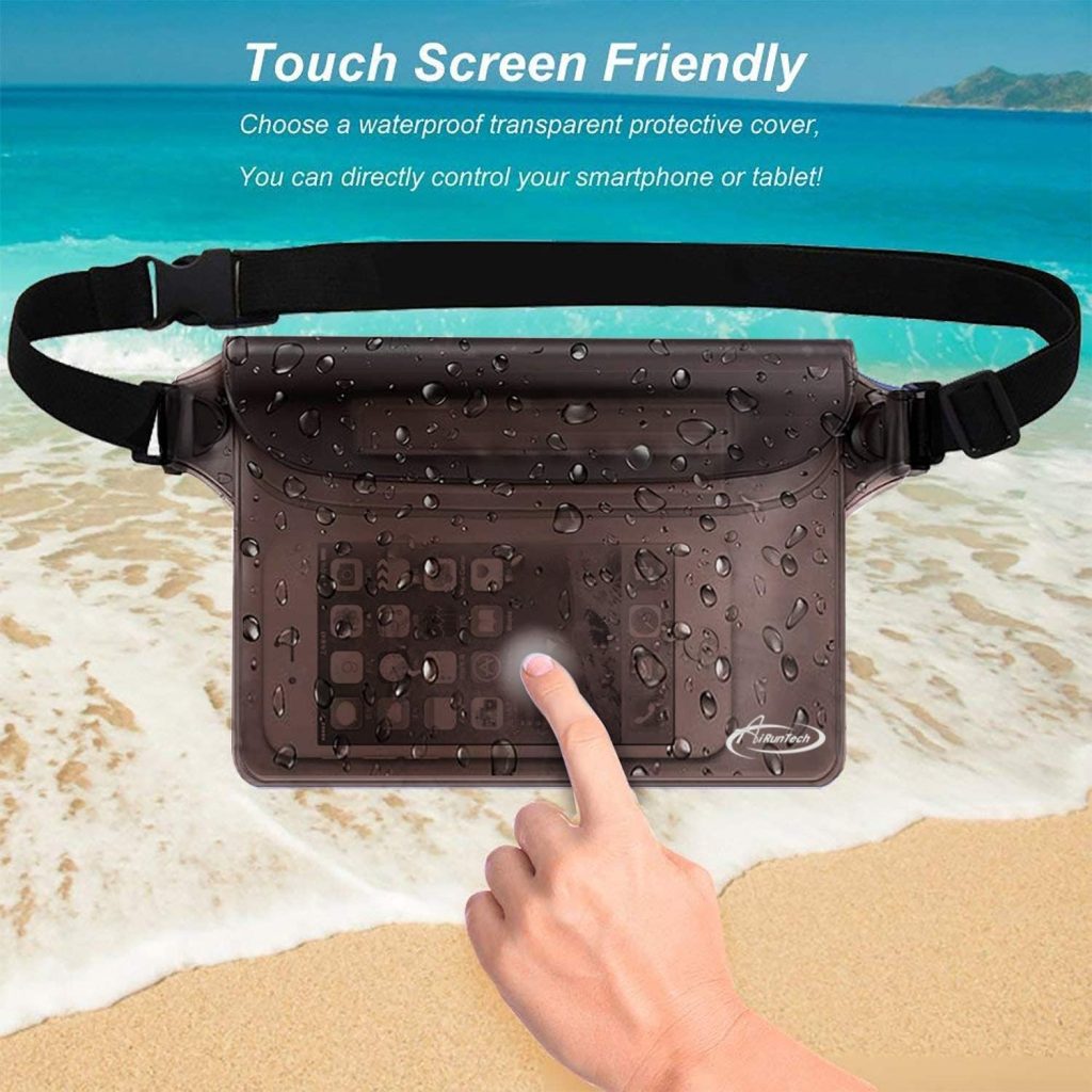 AiRunTech Waterproof Pouch with Waist Strap (2 Pack) | Beach Accessories Best Way to Keep Your Phone and Valuables Safe and Dry | Perfect for Boating Swimming Snorkeling Kayaking Beach Pool Water Park
