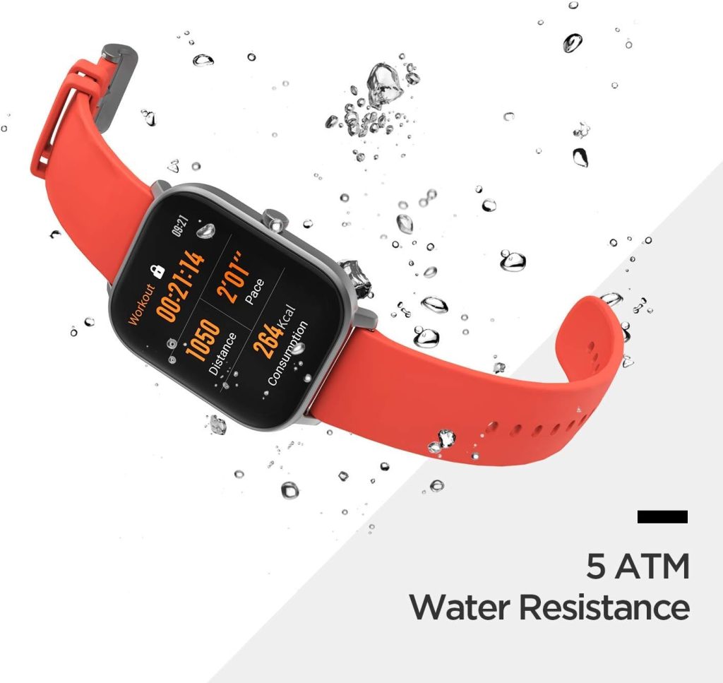 Amazfit GTS Fitness Smartwatch with Heart Rate Monitor, 14-Day Battery Life, Music Control, 1.65 Display, Sleep and Swim Tracking, GPS, Water Resistant, Smart Notifications, Vermillion Orange