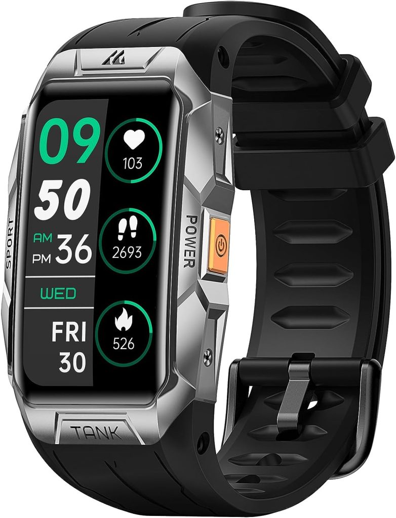 AMAZTIM Fitness Tracker-100M Waterproof,50Days Extra-Long Battery 3D Curved Glass Full Metal Smart Watch,HealthFitness Watch with 24H Heart Rate/Sleep Monitor,1.47 HD AMOLED Display,70 Sports Modes