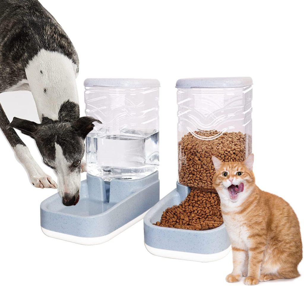 Automatic Dog Feeder and Water Dispenser Set, 3.8 L Large Capacity Water Dispenser and Food Feeder for Small Medium Dogs/Cats