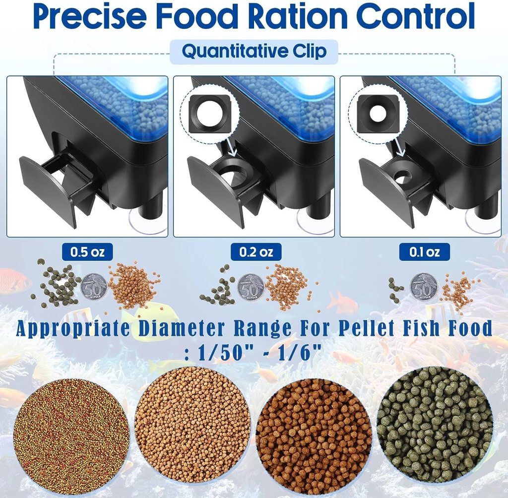 Automatic Fish Feeder for Aquariums - Precise Food portioning Fish Feeder Automatic Dispenser with Alternate Day Feeding. Support USB-Powered 0.06 Gallon Timer auto Fish Feeder for Fish Tank