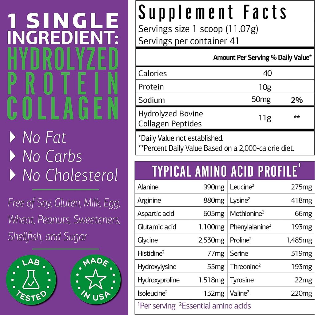 Best Collagen Powder for Women  Men. Collagen peptides protein powder. Pure Keto Hydrolyzed Collagen Supplements for Hair Growth, Skin, Nails, Joints  Weight Loss. Grass Fed, Unflavored. Type 1  3.