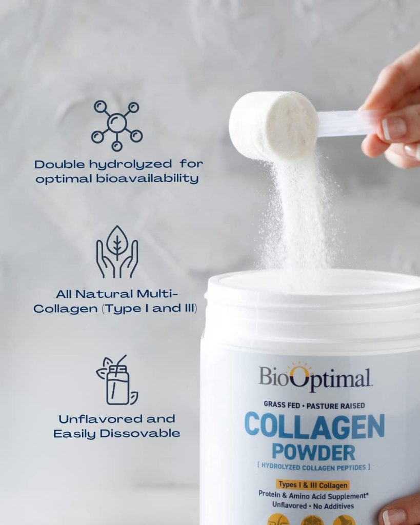BioOptimal Collagen Powder, Collagen Peptides, Grass Fed, Non-GMO Premium Quality Hydrolyzed Collagen Protein, Pasture Raised, Dissolves Easily, 300 Grams, Packaging May Vary : Health  Household