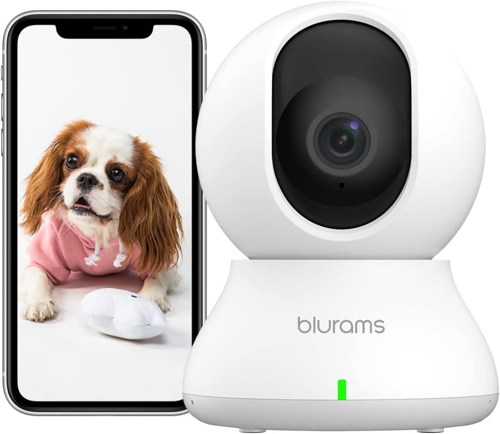 blurams Pet Camera, 2K Pan/Tilt Indoor Camera for Dog/Cat/Baby/Home Security with Phone App, Motion Detection  Auto Tracking, 2-Way Audio, Night Vision, CloudSD Card Storage, Works w/Alexa  Google