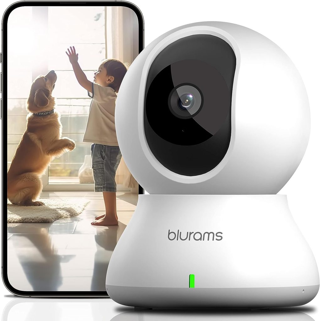 blurams Security Camera, 2K Indoor Camera 360-degree Pet Camera for Home Security w/Motion Tracking, Phone App, 2-Way Audio, IR Night Vision, Siren, Works with Alexa  Google Assistant