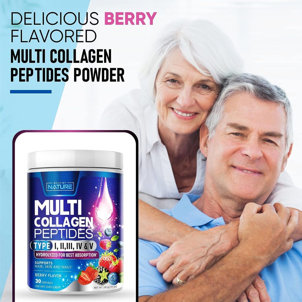 Collagen Powder, Hydrolyzed Type 1  3 Peptides, Grass-Fed Multi Collagen Complex Supplement, Healthy Hair, Skin, Nails, Bones  Joints, Keto  Paleo Friendly, Non-GMO, Berry Flavor – 30 Servings