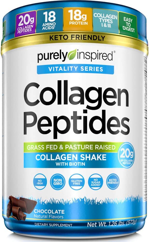 Collagen Powder Purely Inspired Collagen Peptides Powder Collagen Supplements for Women and Men Collagen Protein Powder with Biotin Keto Friendly  Non-GMO Chocolate, 1.26 lbs (23 Servings) : Health  Household