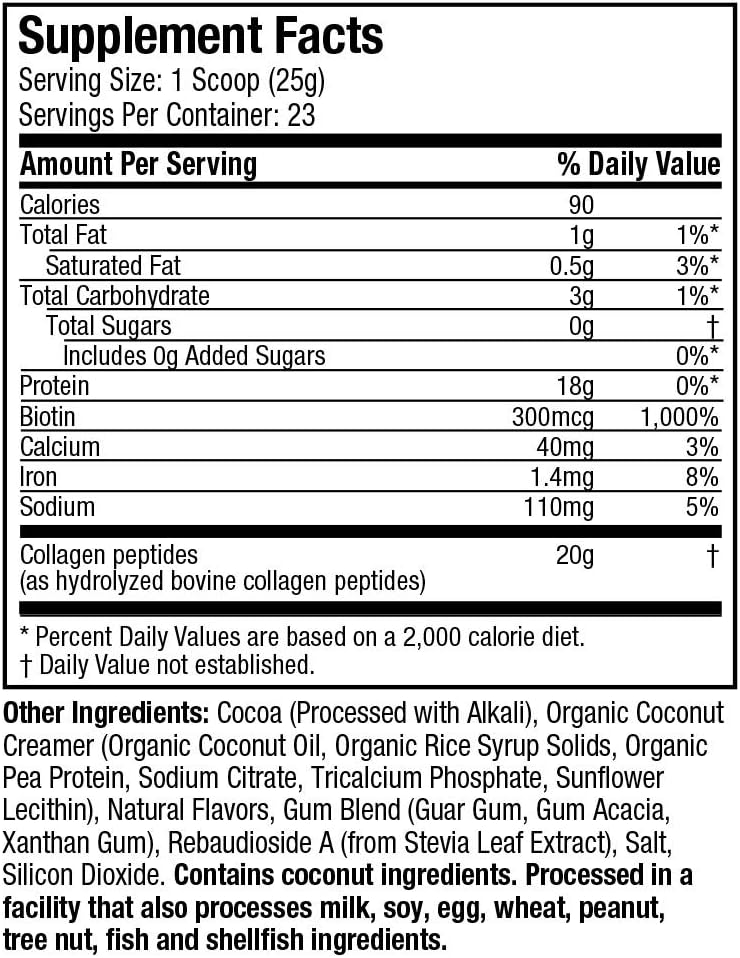 Collagen Powder Purely Inspired Collagen Peptides Powder Collagen Supplements for Women and Men Collagen Protein Powder with Biotin Keto Friendly  Non-GMO Chocolate, 1.26 lbs (23 Servings) : Health  Household