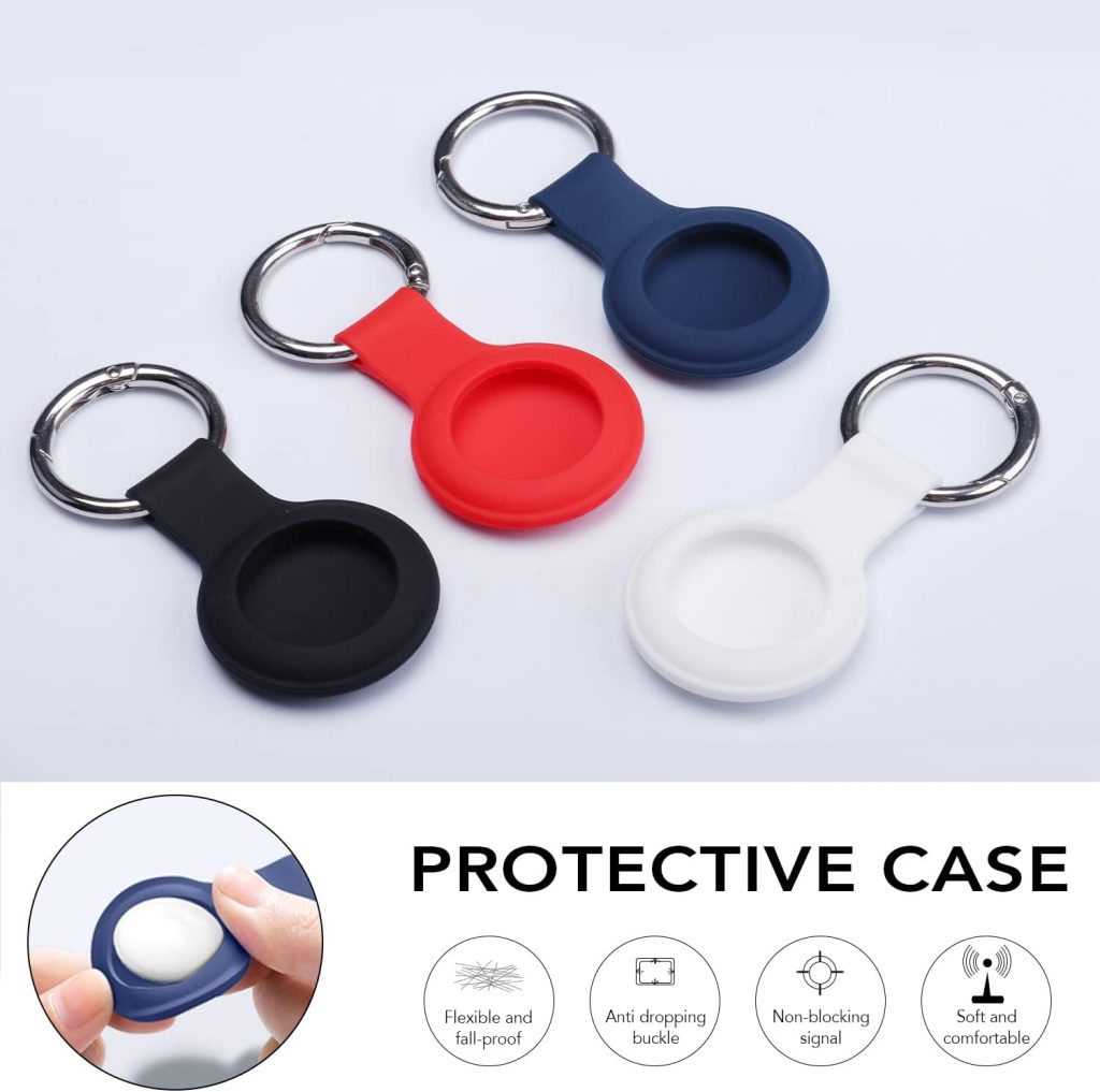 Compatible with AirTag Case Keychain Air Tag Holder Silicone AirTags Key Ring Cases Tags Chain Apple GPS Item Finders Accessories 4 Pack