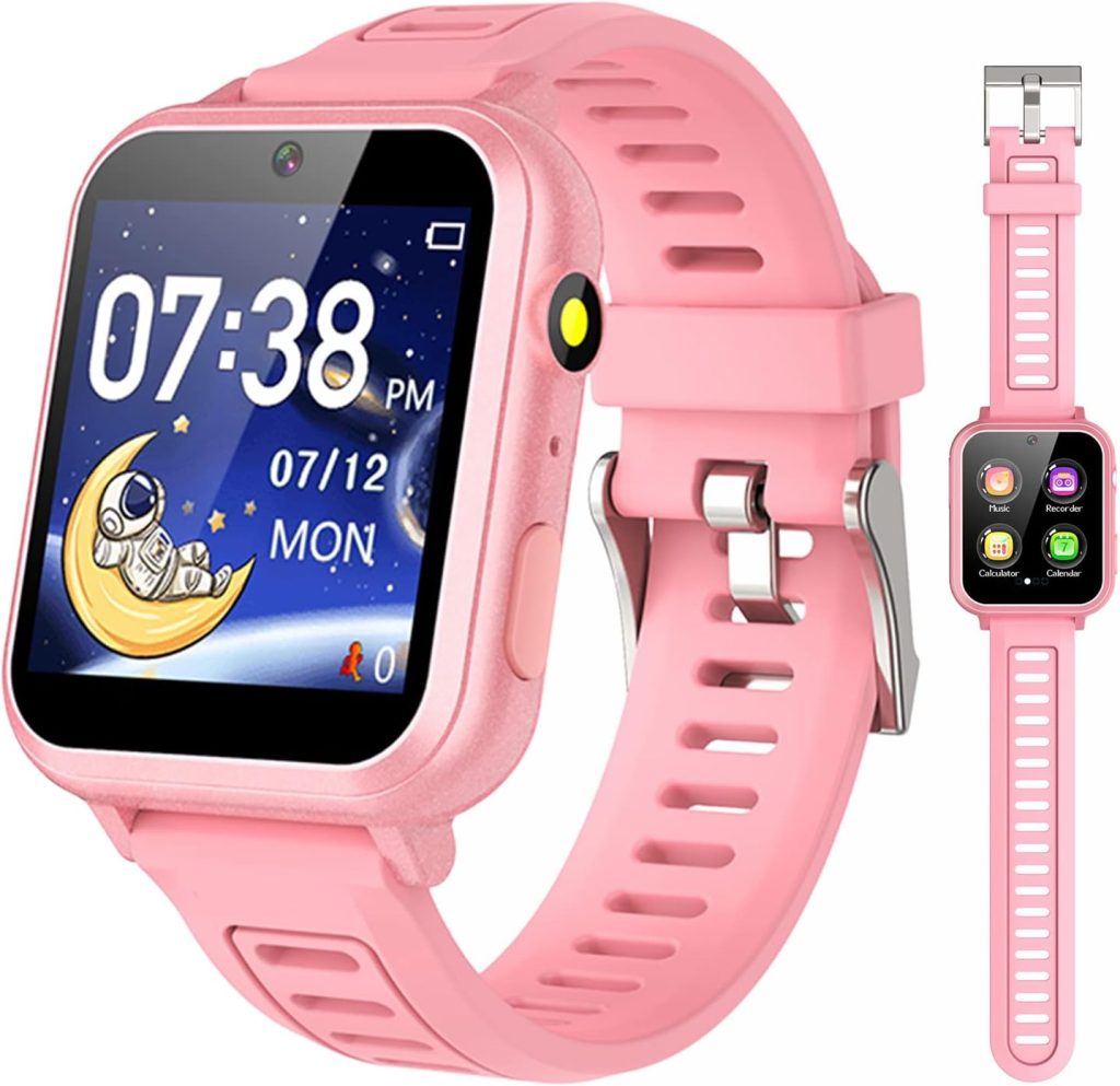 Cosjoype Kids Game Smart Watch Gift for Girls Age 6-12, 24 Puzzle Games HD Touch Screen Kids Watches with Video Camera Music Player Pedometer Flashlight 12/24hr Toys for 7 8 9 10 11 12 Year Old Girls
