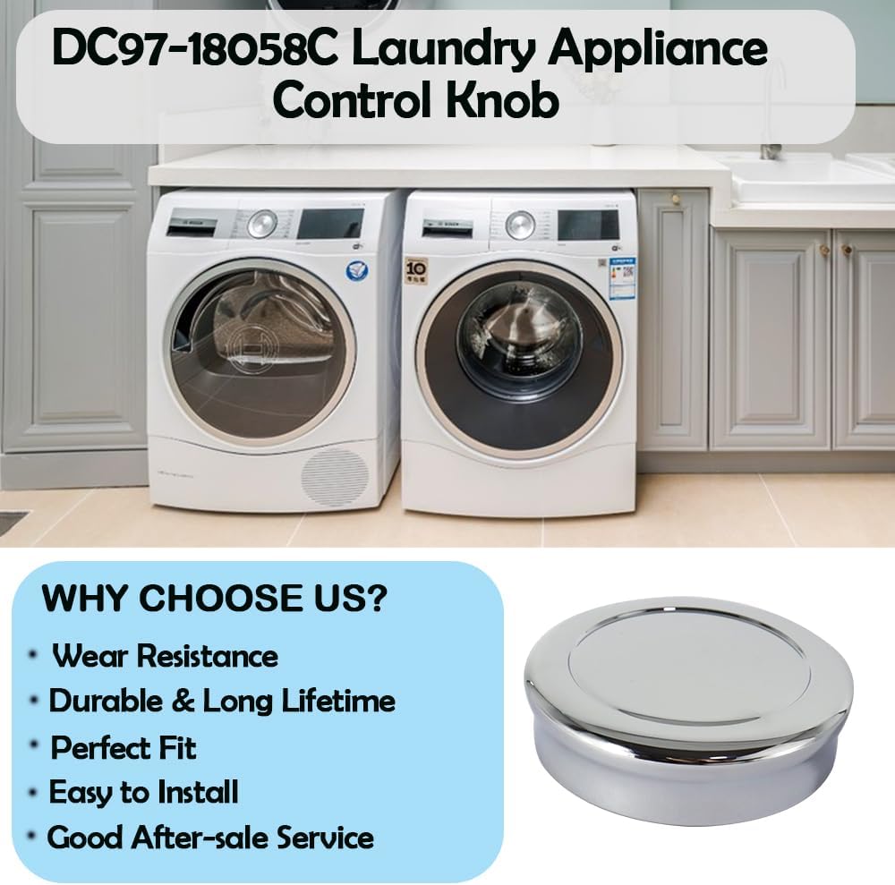 DC97-18058C Laundry Appliance Control Knob, Compatible with Samsung Washer/Dryer, Control Knob replace part DC97-18058A, DC97-18058B, DC67-00680A, AP6002623, PS11735268, EAP11735268 (1 pack)
