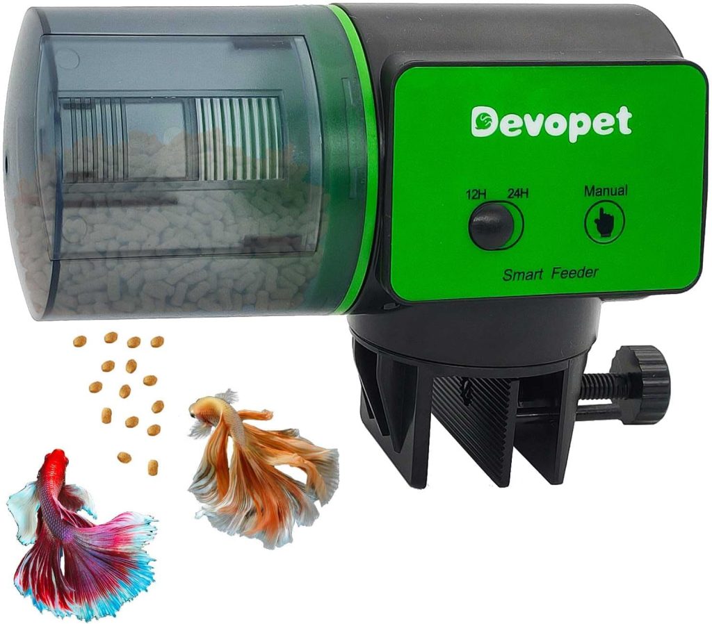 Devopet Automatic Fish Feeder for Aquarium, Fish Feeder Automatic Dispenser for Fish Tank, Pond, Turtle Tank, Battery-Operated Timer Auto Fish Feeder.