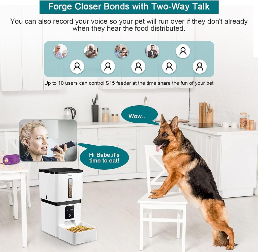 DoHonest Automatic Dog Feeder with Camera: 8L Smart 5G WiFi Cat Food Dispenser 1080P HD Video Night Vision Pet Feeder 2-Way Audio APP Control S15