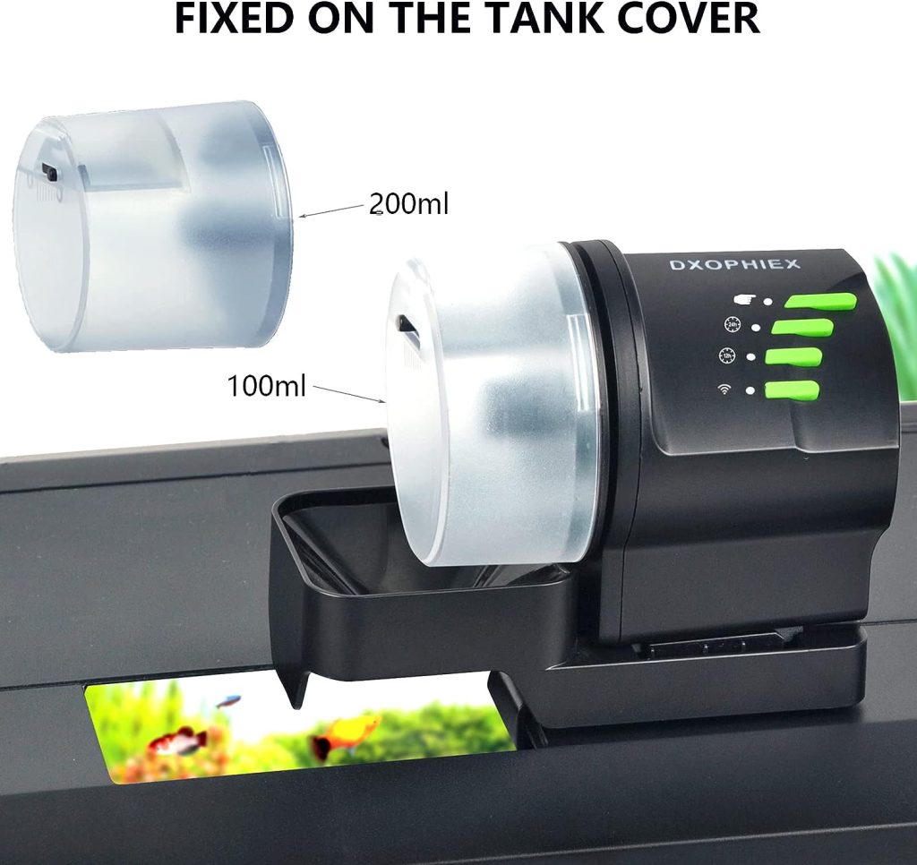 DXOPHIEX WiFi Fish Feeder Automatic Fish Feeder Automatic Dispenser Vacation Fish Feeder for Aquarium and Turtle Tank with Fish Feeding Ring
