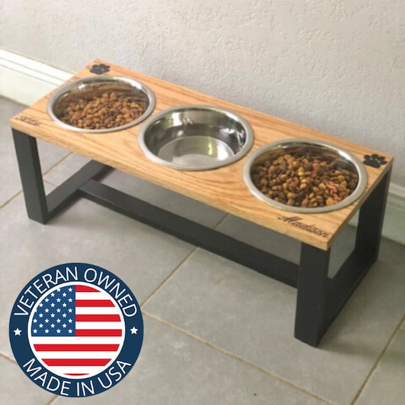 Elevated Dog Feeder with 3 Bowls