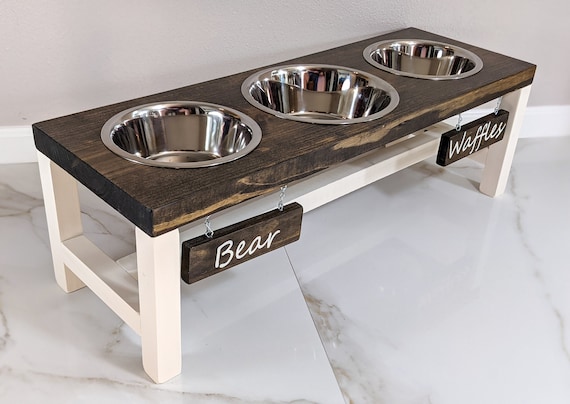 Elevated Dog Feeder with 3 Bowls