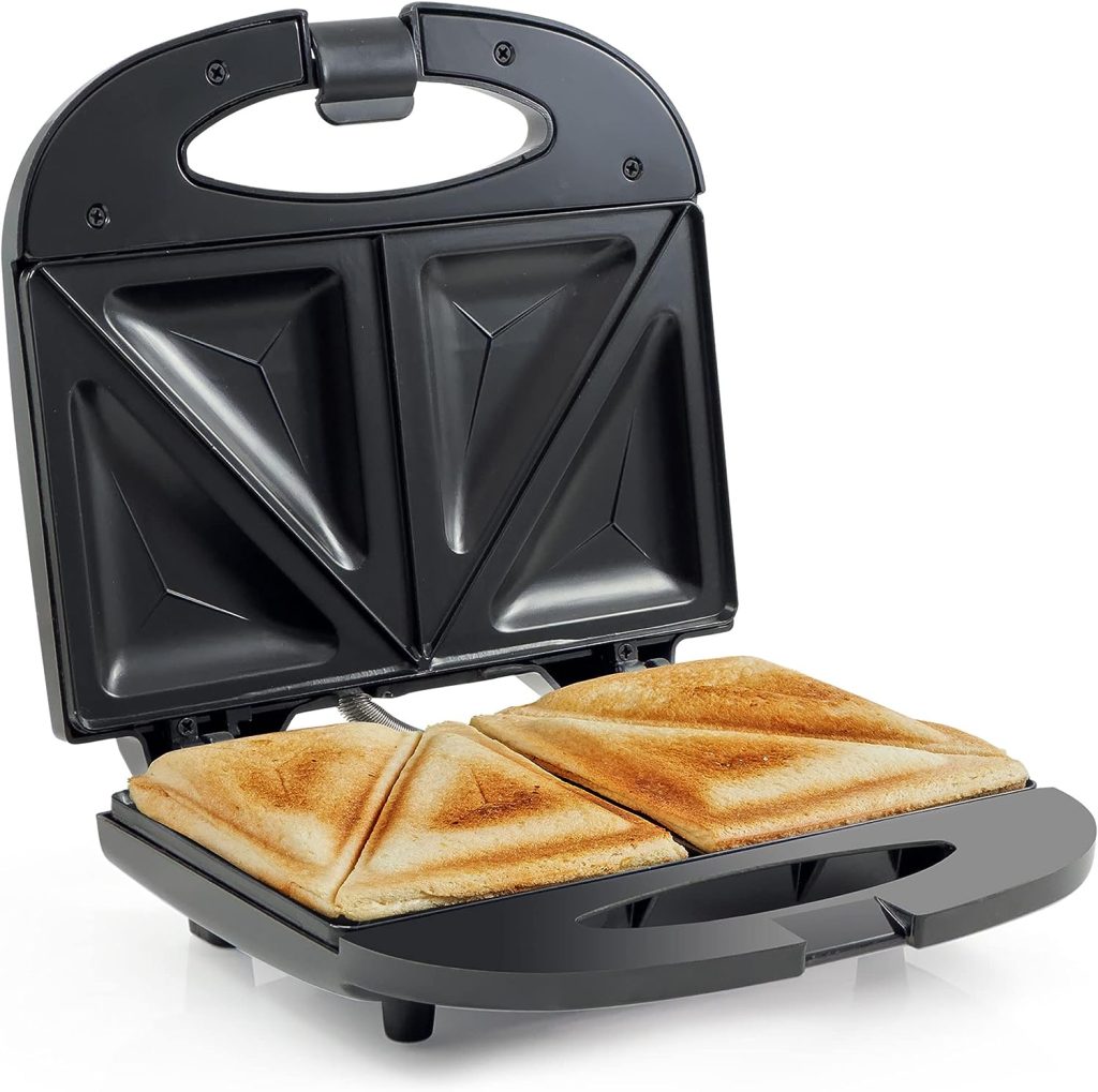 Elite Gourmet ESM2207# Sandwich Panini Maker Grilled Cheese Machine, Tuna Melt Omelets Non-stick Surface, 2 Slice, Black