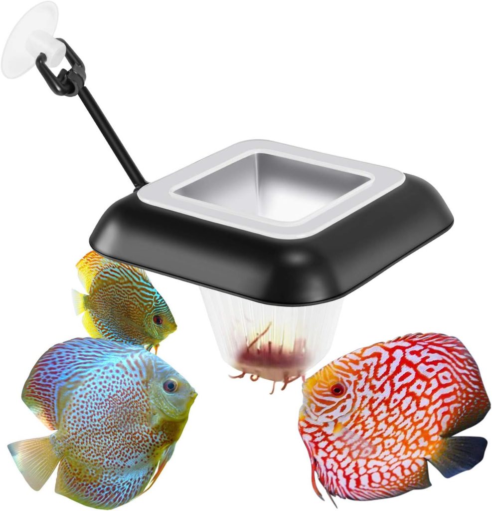 Fischuel Aquarium Feeding Ring Floating Rings Food Feeder Feeding Trough Square with Suction Cup for Fish Feeder with Blood Worms Meal Worms