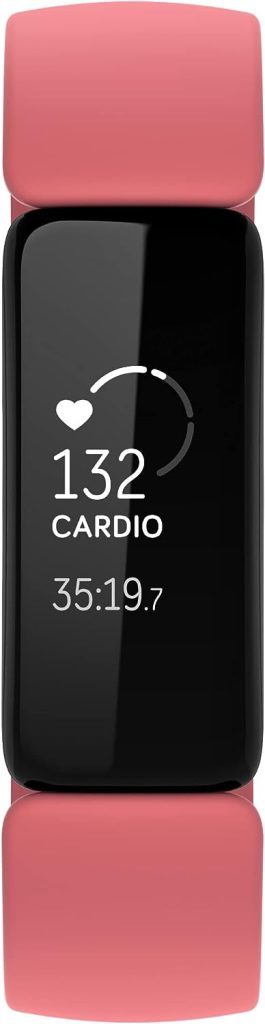 Fitbit Inspire 2 Health  Fitness Tracker with a Free 1-Year Fitbit Premium Trial, 24/7 Heart Rate, Black/Desert Rose, One Size (S  L Bands Included)
