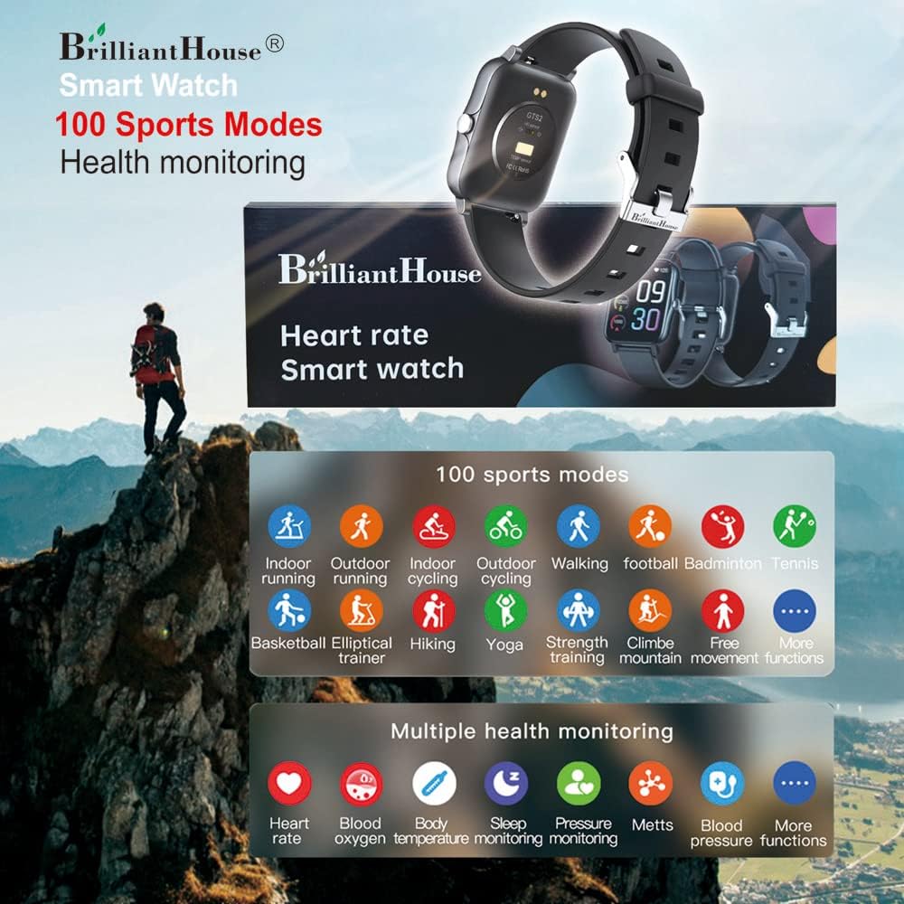 Fitness Tracker with Heart Rate Blood Pressure Blood Oxygen Monitor Sleep  Temperature  Weather Monitor Activity Tracker IP68 Waterproof Smart Watch Pedometer Step Counter for Kids Man Women