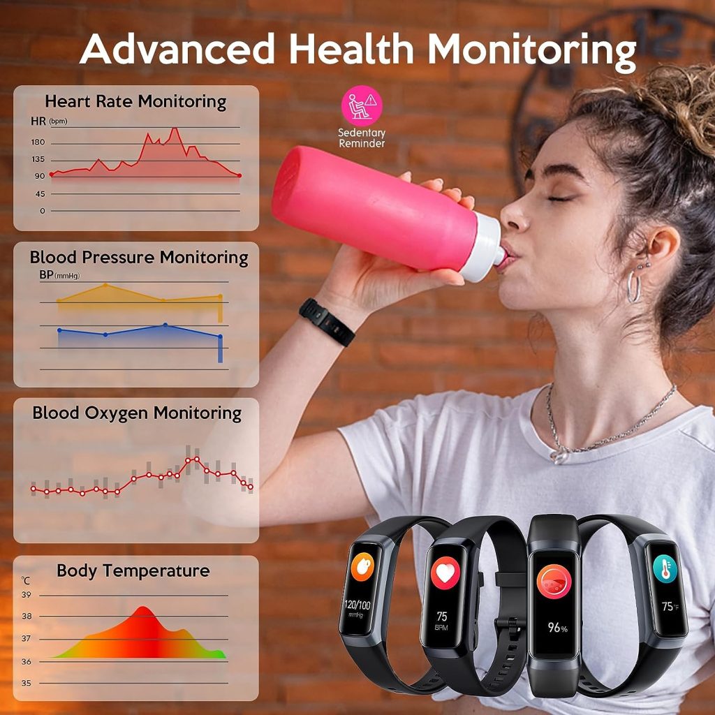 Fitness Tracker,Smart Watch with Blood Pressure Heart Rate Body Temperature  Sleep Monitor IP67 Waterproof Fitness Watch Step Calorie Counter Pedometer Health Watch for Android iOS Phones Men Women