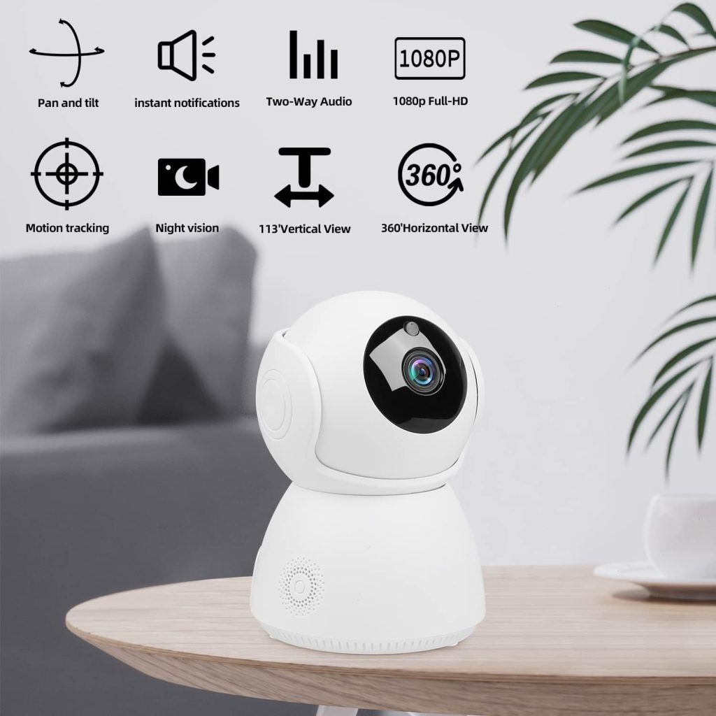 FOUAVRTEL Smart WiFi 1080p HD Pan/Tilt Indoor Security Camera Wireless 2.4GHz Dog Camera with Cloud  SD Card Storage Night Vision Motion Detection 2-Way Audio for Baby Monitor/Pet Camera