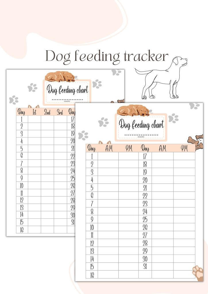 Free Printable Dog Feeding Chart