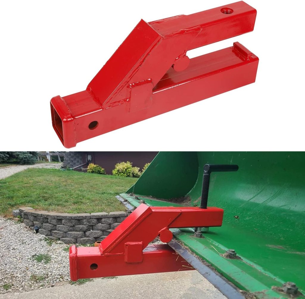 Gooeap Clamp On Trailer Hitch Tractor Ball Bucket Trailer Receiver Hitch 2 Hitch Mount Adapter Compatible with Deere Bobcat Tractor Bucket Red