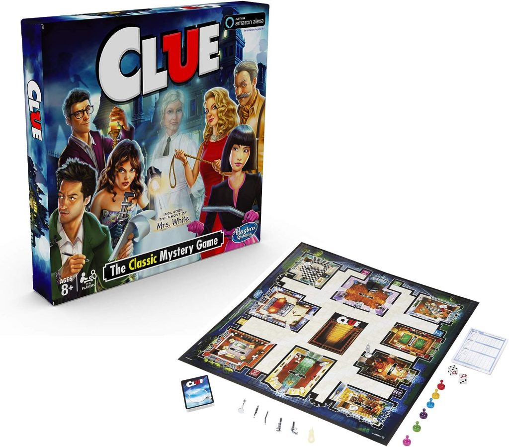 Hasbro Gaming Hasbro Clue Game; Incudes The Ghost of Mrs. White; Compatible with Alexa (Amazon Exclusive); Mystery Board Game for Kids Ages 8 and Up