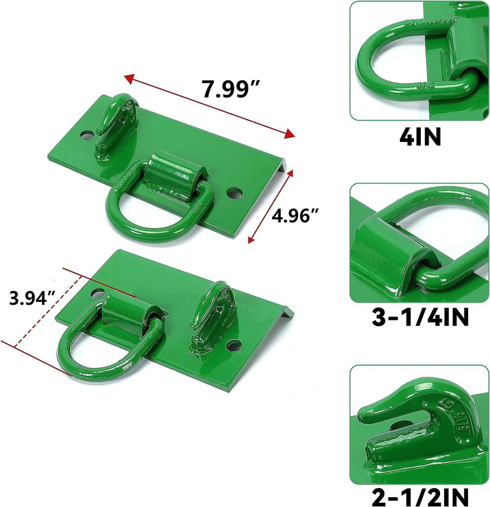 HECASA Tractor Bucket Hook Grab Hooks Compatible with John Deere Compact Tractor 1025R 2032R 3320 2520 Tractor Bucket Hooks D Rings Bolt on Heavy Duty