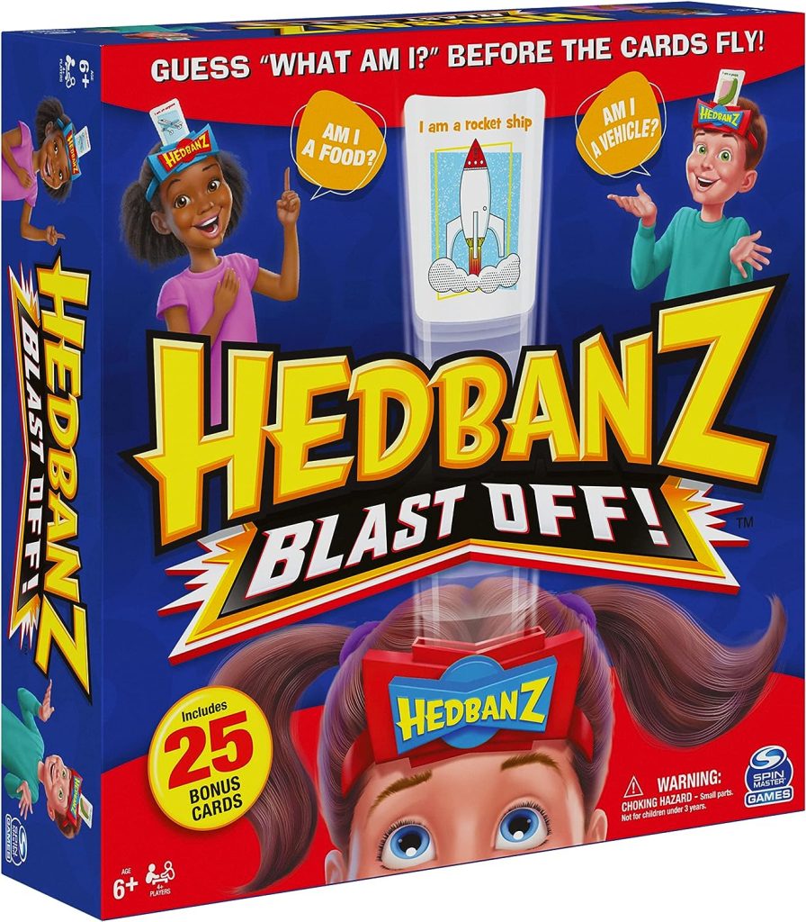 Hedbanz Blast Off! Guessing Game with 25 Bonus Cards, for Kids and Families Ages 6 and Up (Amazon Exclusive)