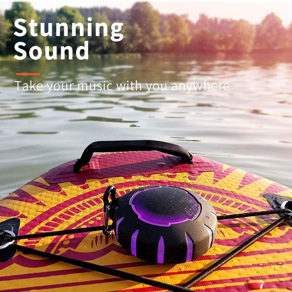 HEYSONG Waterproof Bluetooth Speaker, Shower Speaker with HD Sound, LED Light, Floating, Lightweight Portable Speakers for Travel, Pool, Beach, Kayak, Gifts for Girl, Teen
