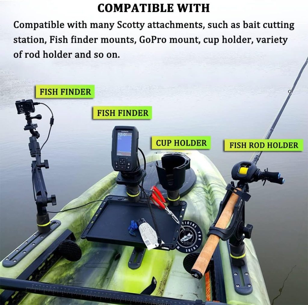 Huntury Kayak Track Adapter for Fishing Rod Holder, Kayak Rail Adapter for Fishing Finder, Camera, GoPro, Cup Holder, Fishing Kayak Accessories