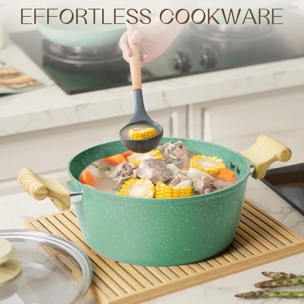 Innerwell Pots And Pans Set Nonstick, 8 Piece Kitchen Cookware Sets Nonstick Kitchenware Pans For Cooking, Pot And Pan Set Non Stick Pots And Pan Set 100% PFOA-Free, Toxin-Free, Induction Compatible
