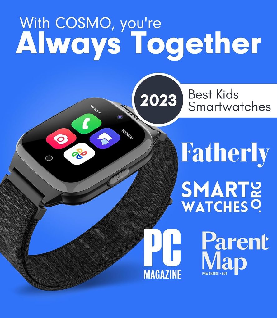 JrTrack 2 SE Smart Watch for Kids by Cosmo | 4G Phone Calling  Text Messaging | SIM Card  Flexible Data Plans | GPS Tracker Watch for Kids | Children’s Smartphone Alternative (Black)