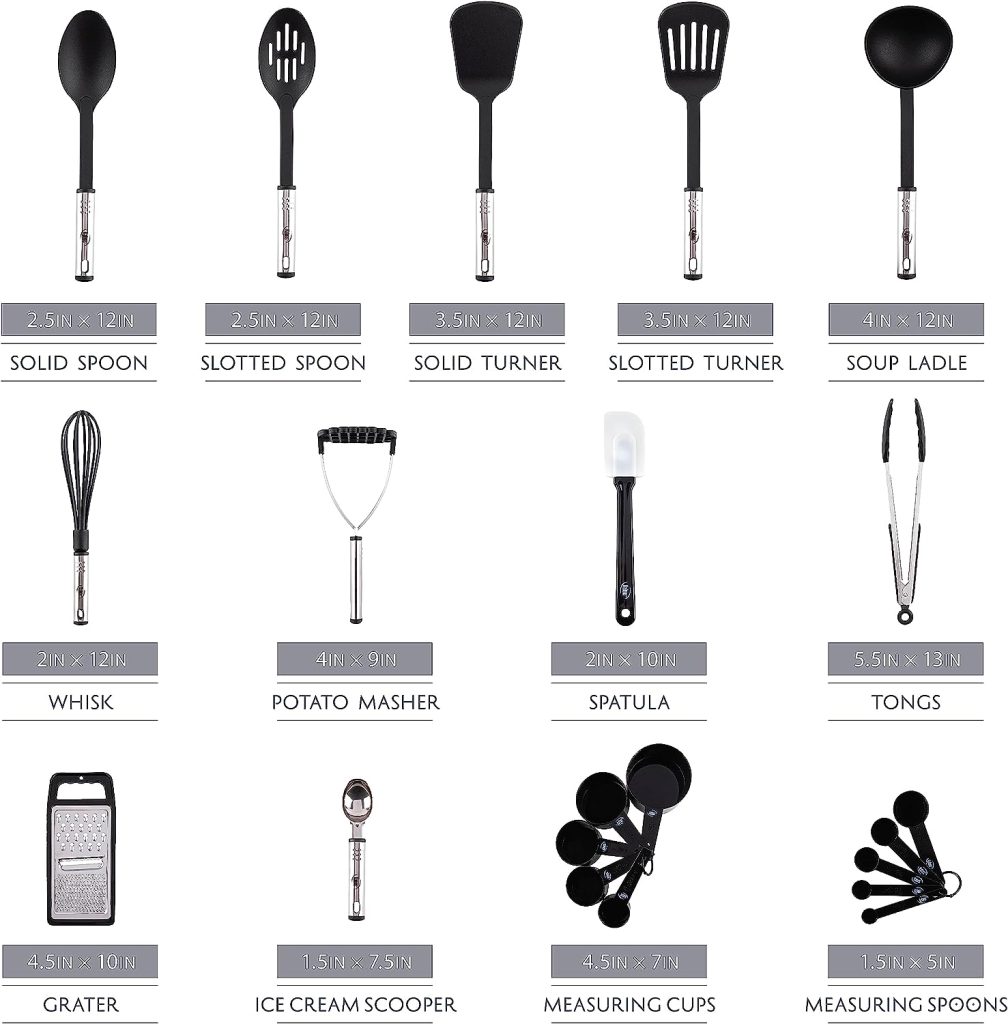 Kitchen Utensils Set Cooking Utensil Sets Kitchen Gadgets, Pots and Pans set Nonstick and Heat Resistant, 35 Pcs Nylon and Stainless Steel, Spatula Set, Kitchen, Home, House, Essentials  Accessories