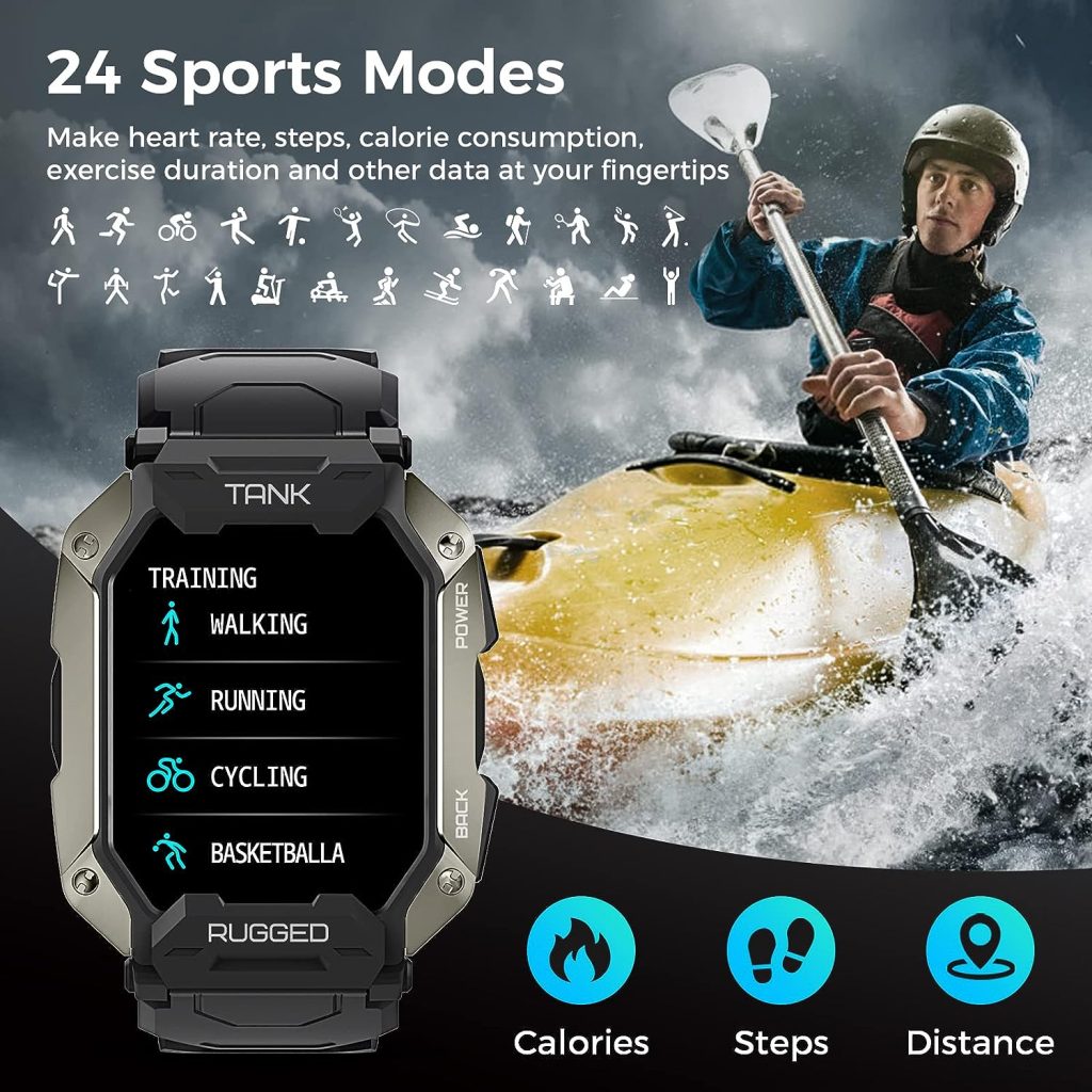 KOSPET Smart Watches for Men/Women - Bluetooth Dial/Answer Call 5ATM/IP69K Waterproof Fitness Watch for Android iOS iPhones with Heart Rate Blood Pressure 1.72/ Tactical Military Sports Smartwatch