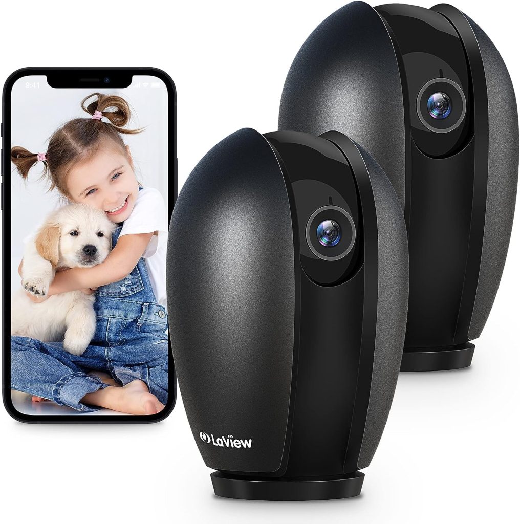 LaView Baby Monitor with Phone App (2 Pack), 1080P WiFi Pet Camera Indoor, 360° Home Security Camera with Motion  Sound Detection, Two-Way Audio, Night Vision, Local  Cloud Storage, Works with Alexa