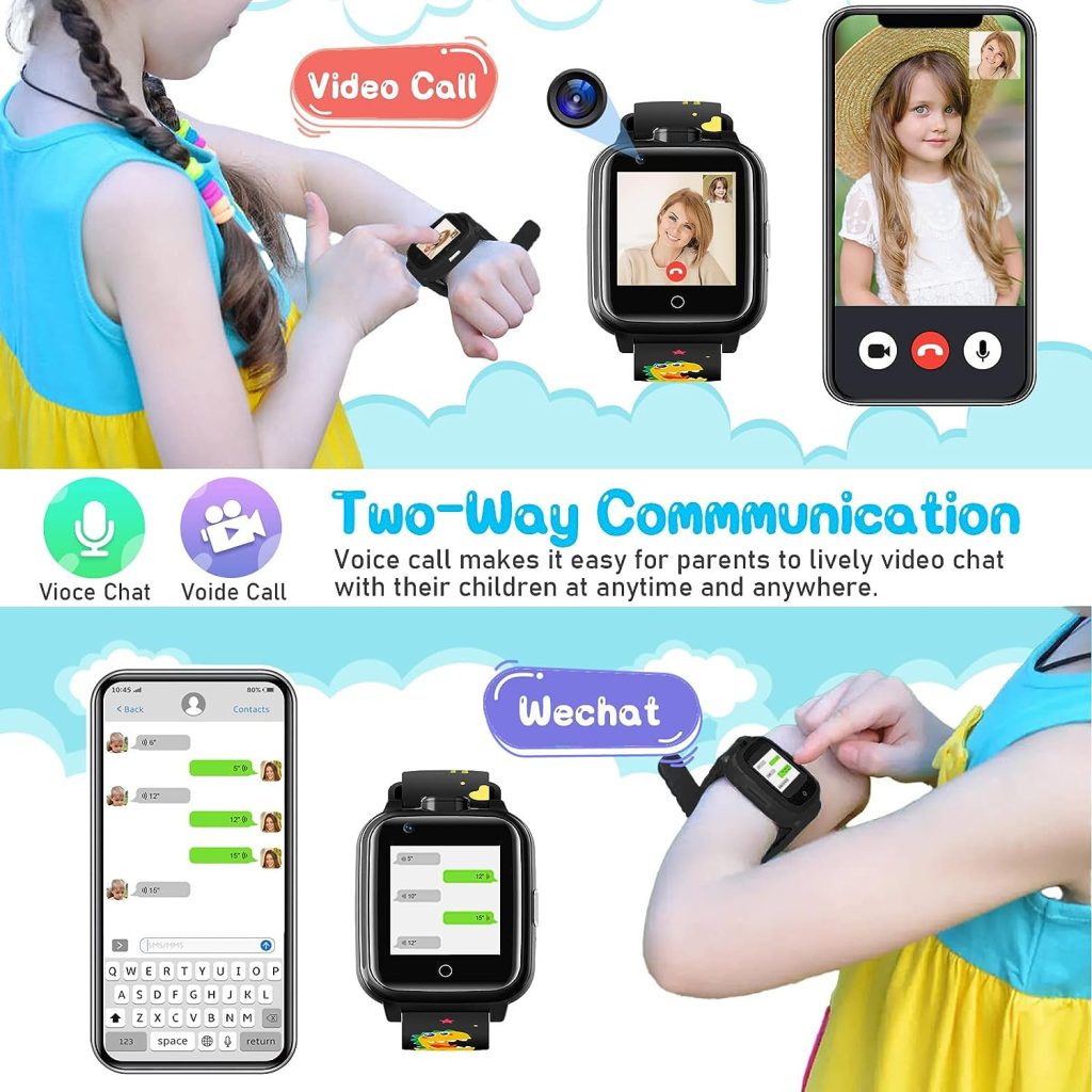 LiveGo 4G Smart Watch for Kids, SmartWatch for Girls Boys 4-15 Years with Dual Camera, Phone Video Call and GPS SOS WiFi, Student Watch Support SIM, Great School Supplies for Kids (Black)