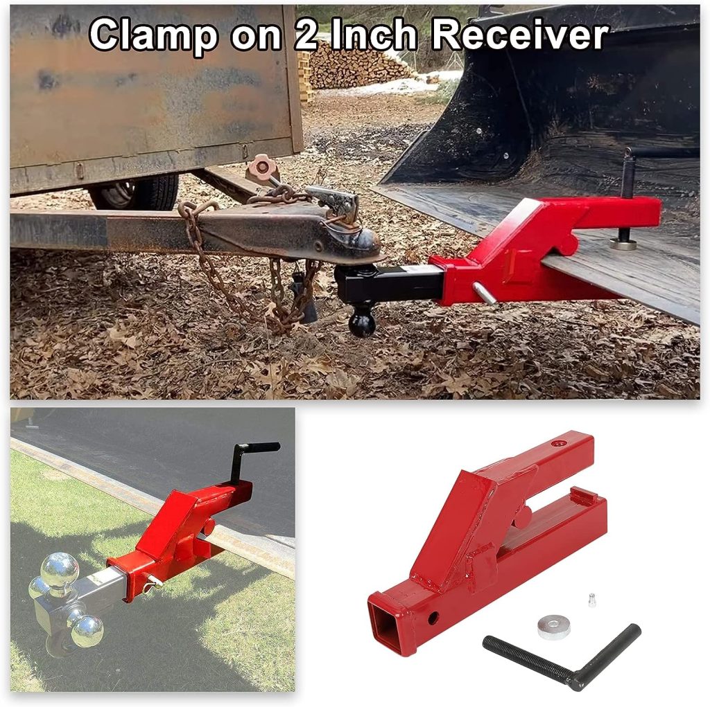 LucaSng Steel Clamp On Trailer Hitch 2 Ball Mount Receiver Adapter Deere Bobcat Tractor Bucket Red 16.93X2.5X6.85