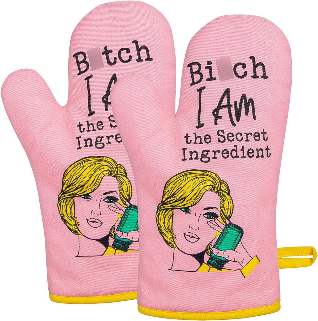 Miracu Oven Mitt, Funny Kitchen Cooking Oven Mitts - Pink Kitchen Accessories, Housewarming Gifts for Women, House Warming Gifts New Home House - Fun Birthday Baking Gifts for Women, Wife, Mom, Her