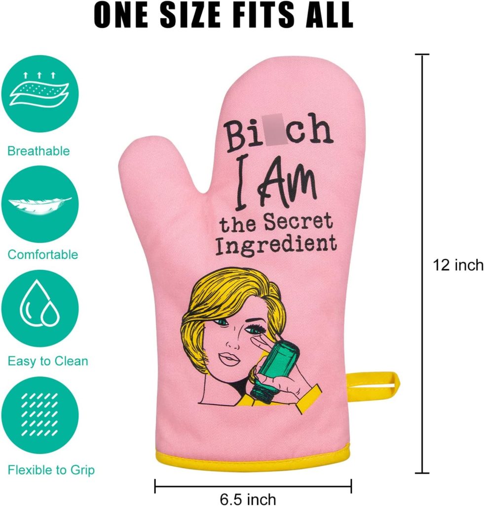 Miracu Oven Mitt, Funny Kitchen Cooking Oven Mitts - Pink Kitchen Accessories, Housewarming Gifts for Women, House Warming Gifts New Home House - Fun Birthday Baking Gifts for Women, Wife, Mom, Her