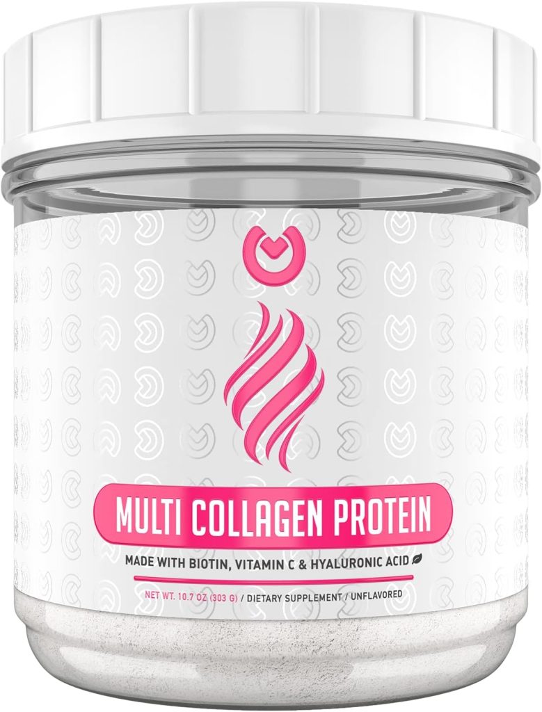 Multi Collagen Peptides Powder - Dissolving Collagen Powder Type I,II,III,V  X with Biotin  Vitamin C - Anti-Aging, Healthy Hair, Skin  Nails - Keto  Paleo Friendly - Unflavored 10.7 OZ (303G)