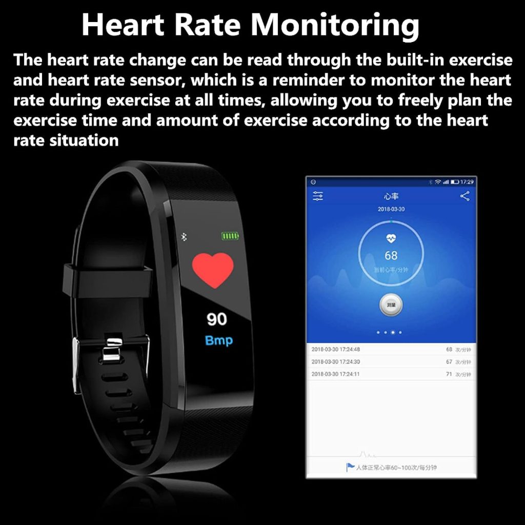 N/C Bluetooth Sports Smart Watch, Waterproof Heart Rate Blood Oxygen Adult Blood Pressure Electronic Bracelet Monitor, Fitness Tracker, Suitable for Android and iOS Phones, Blue