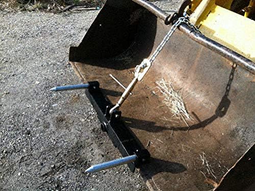 Neat Attachments Front Loader Bucket Hay Bale Spear Attachment w/ 49 Bale Spear  Stabilizer Spikes, Rated 3000 LB