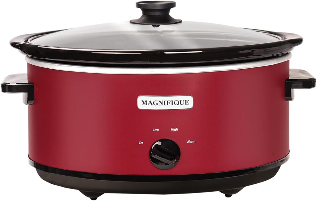 [NEW] MAGNIFIQUE Oval Digial Slow Cooker with Keep Warm Setting - Perfect Kitchen Small Appliance for Family Dinners (Red Manual, 8 Qt)