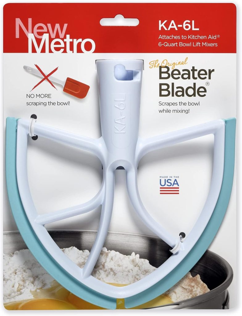 New Metro Design KA-6LAQ Plastic Beater Blade, works w/most KitchenAid 6 and 7 Qt Bowl-Lift Stand Mixers, Aqua